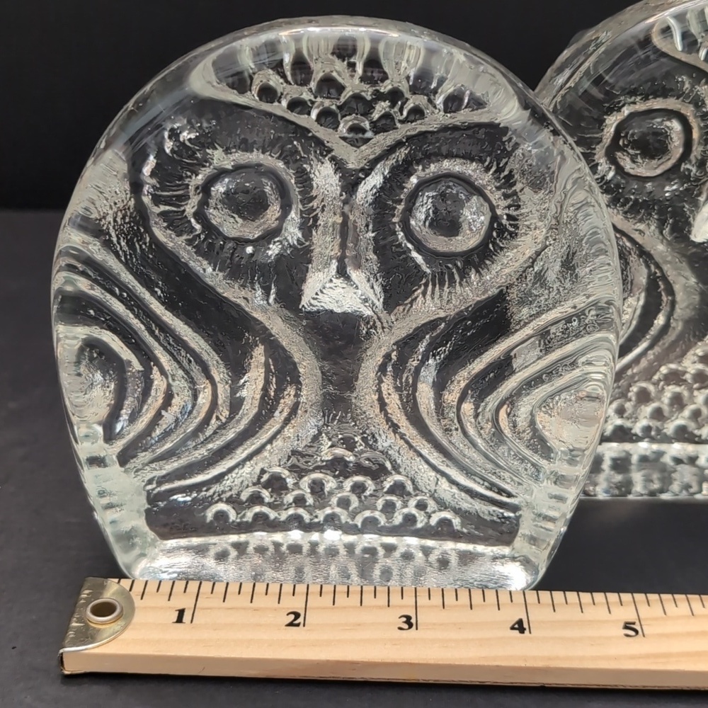 VGT,Clear Art Glass Pilgrim Owl Bookends. - Picture 8 of 8